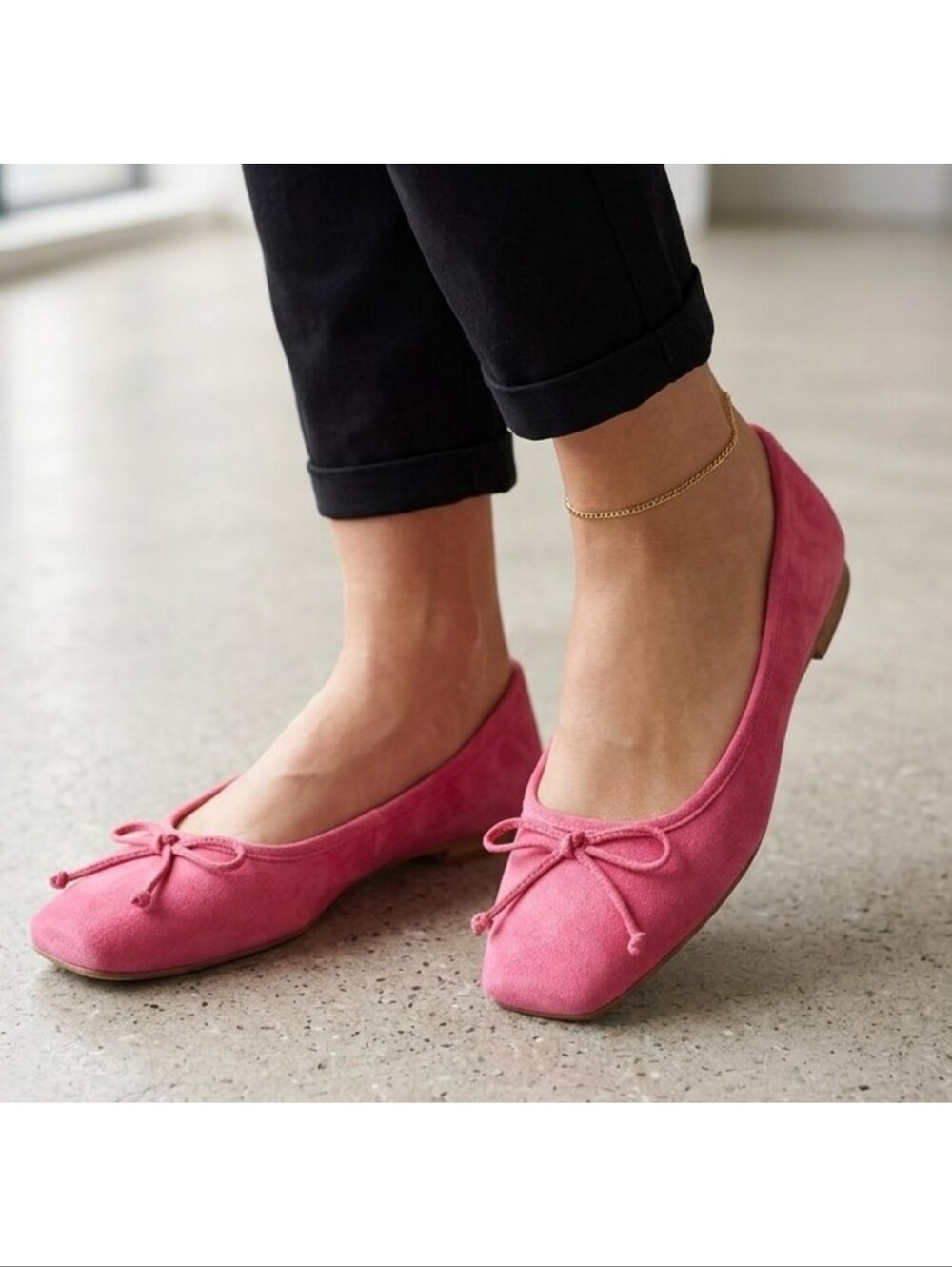 Liz Claiborne "Flushing" Square Toe Ballet Flats In Pink Size 6.5